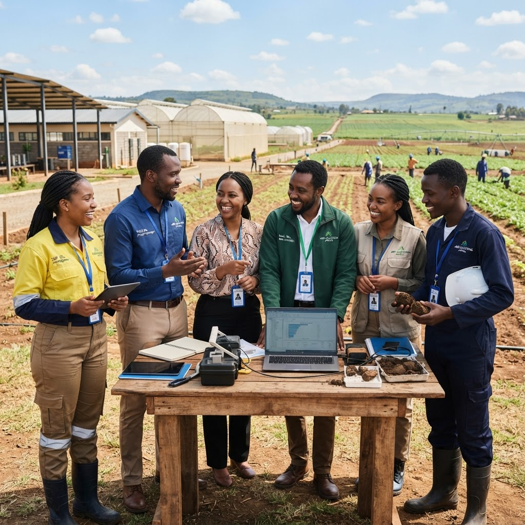 Diverse group of young African professionals collaborating